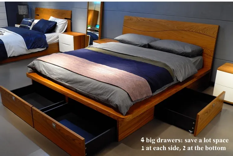 Contemporary Wooden Double Bed Designs With Storage Buy Bed