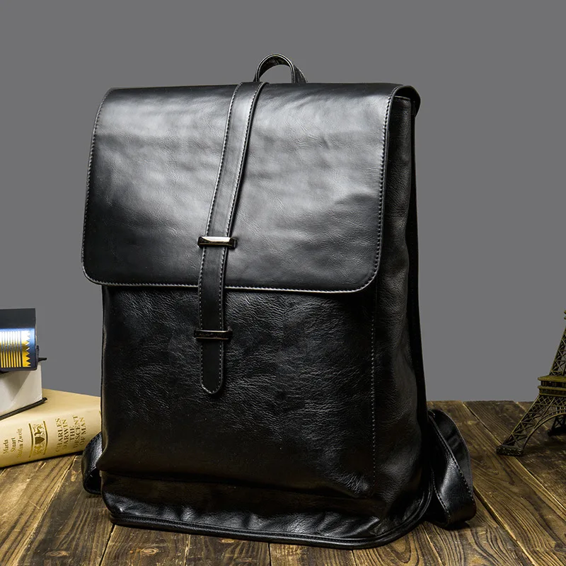High Quality Japan Simple Leather Backpack Laptop Men Designer