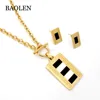 Cheap Stainless Steel 18k Gold Plated White Black Shell Wide Thick Chain Jewelry Set