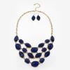 America fashion jewelry set multi shapes facet epoxy resin stone multilayer necklace and earrings sets in 18k gold plating