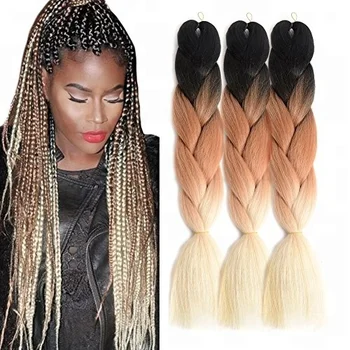 Wholesale Synthetic Hair Extension Heat Resistant Material Ombre