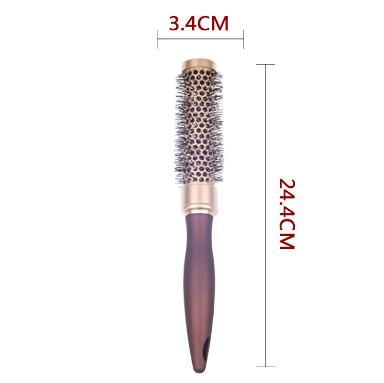 EUREKA 8616CEG-BR Aluminum Barrel Hair Brush Heat-resistant Ceramic Painting Brush Anti-slide Handle Round Hair Brush