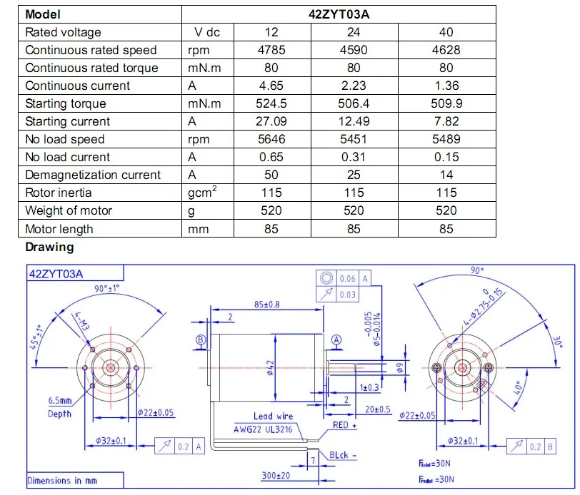 Vibration Motor, 12v, 24v, 42mm - detail 8