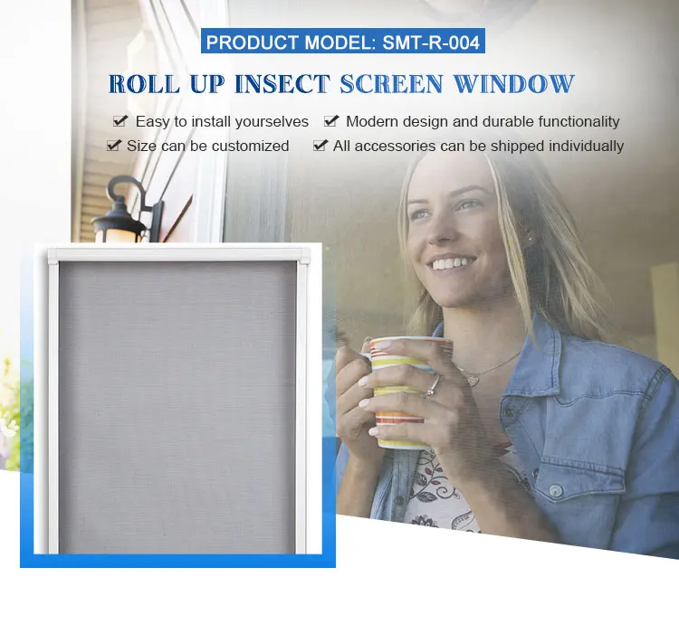 Easy To Install Fiberglass Insect Screen Roller Shutter Burglar Proof  Window And Door