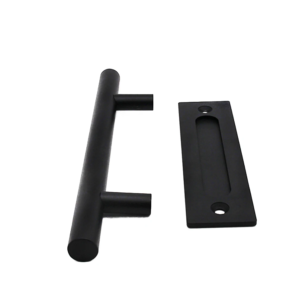 Matte Black Steel Sliding Barn Door Handle With Flush Back Plate Buy