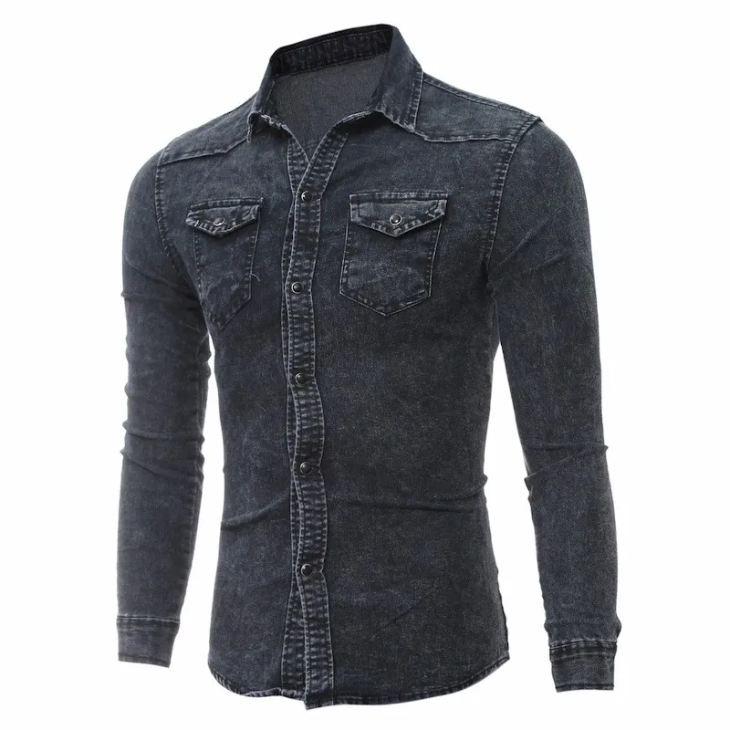 2017 New Men's Casual Denim Shirt High Quality Long Sleeve Jeans Shirt - Buy Men's Shirt,Jeans 
