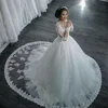 2018 Spring New Foreign Trade Wedding Dress Long Sleeved Tail Lace Wedding Dress High-end Custom Detachable Tail Wedding Gown