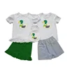 Customized kids white tops and shorts cute embroidery baby little girls clothing children's boutique outfits