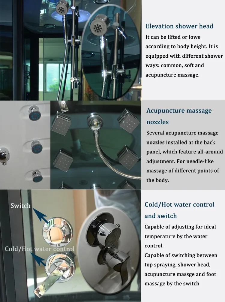 Modern Enclosed Massage Bathroom Steam Shower Room with TV and Bathtub