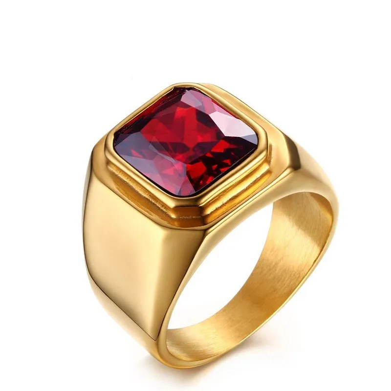 Latest Gold Ruby Ring Designs For Men Titanium Steel Zircon Ring - Buy