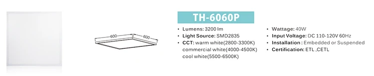 ETL UL ultra slim 48W Square 600x600 led panel light for north america