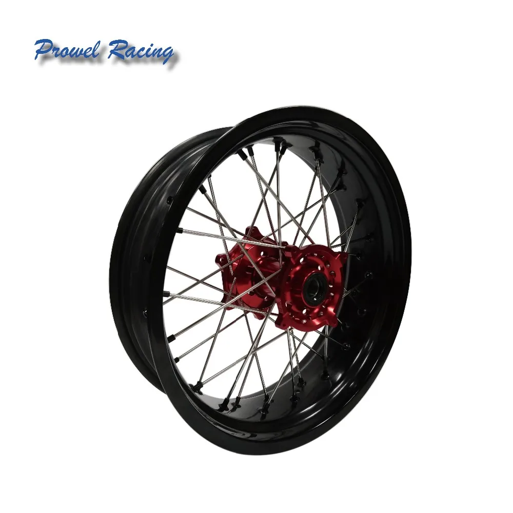 Motorcycle Motocross Supermoto Alloy Wheel Complete Wheels With Red Hub