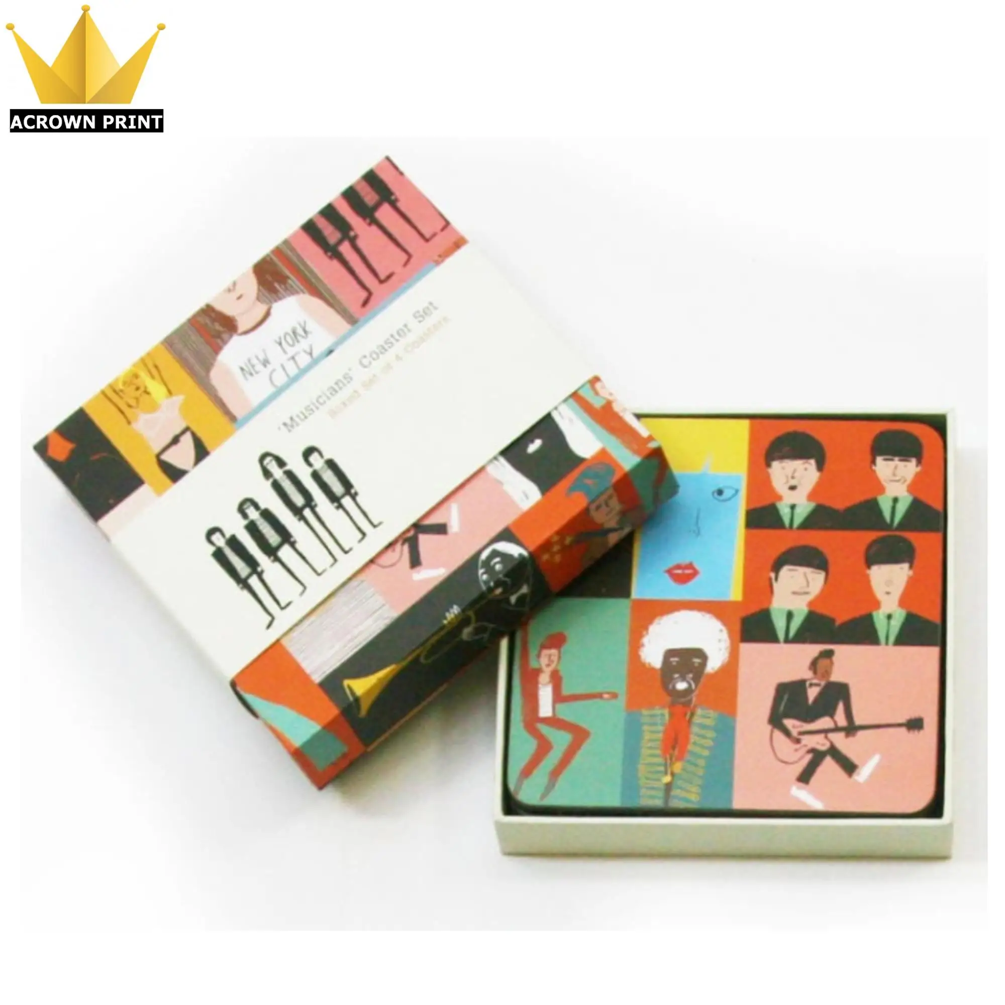 Custom Made Thick Cardboard Full Colour 4 Pack Drink Coaster Gift Box Buy Coaster Boxes,Custom