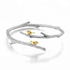 Original design Bird on Branch real silver bangle