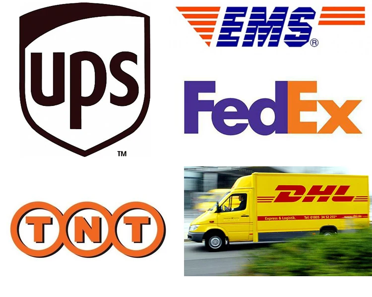 by express suggested by dhl, ups, ems, or tnt.