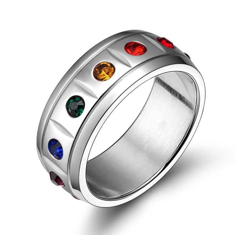 Whole Rainbow Pride Jewelry Stainless Steel Crystal Whole Rainbow Pride Jewelry Stainless Steel Crystal Wedding Rings For Women And Men In Price On M Alibaba