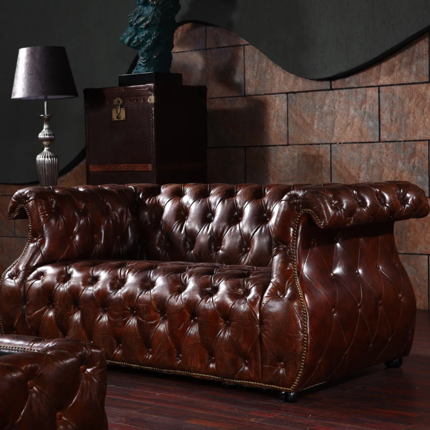 American Vintage Leather Sofa Sets With Coffee Table American Vintage Leather Sofa Sets With