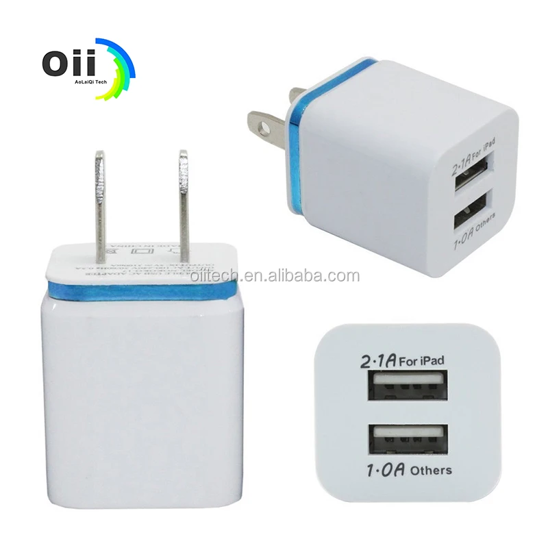 For Iphone Dual USB Wall Charger Full 5V 2.1A 1A Travel Adapter US EU plug AC Power Adapter 2 port Colorful Wall Charger