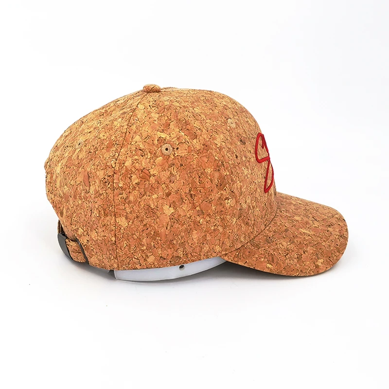 Real Cork 6 Panel Baseball Cap With Puff Embroidery,Real Cork Hat,Cork
