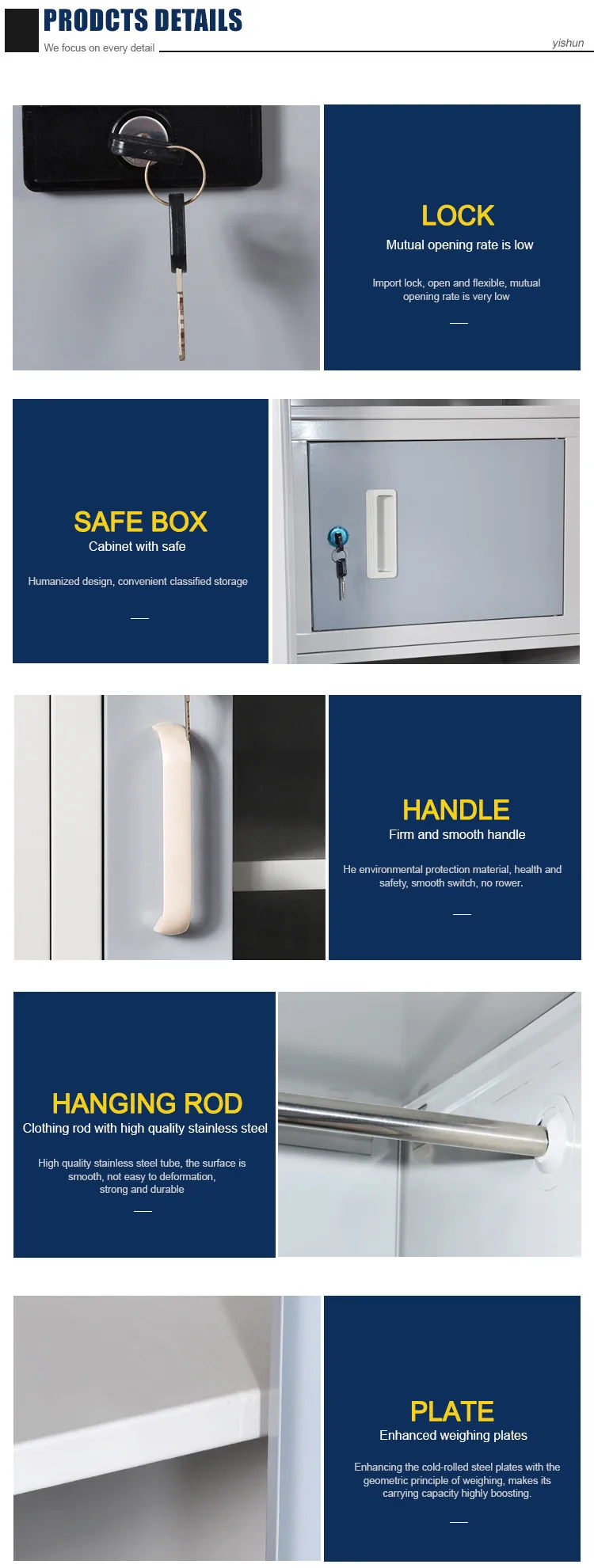 Metal closet design bedroom luxury steel metal cabinet Steel storage cabinet locker room cabinet