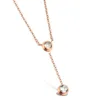 Rose Gold Plated Double Zircon Crystal 316l Stainless Steel Necklace Zircon Pendant Necklace