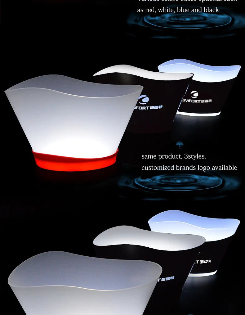 Custom Printed Ice Buckets 12l Big Capacity Engraved Led Ice Bucket
