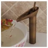 Fyeer hot sale wine cup shape waterfall face basin mixer antique bronze faucet