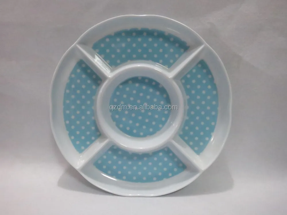 Plastic five divided plate melamine five part plate