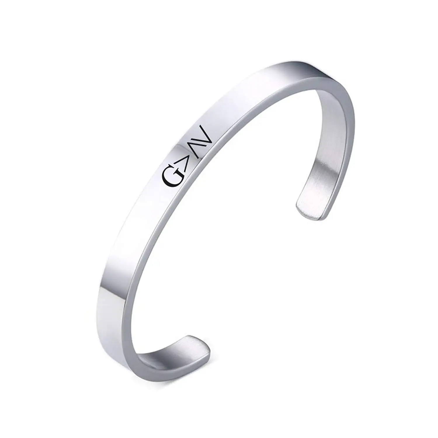 LiFashion LF Stainless Steel God is Greater Than the Highs and Lows Open Cuff Bracelet Bangle Catholic Christian Jewelry for Women Girls Silver