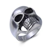 Stainless Steel Punk Style Cool Mens Casted Ring Death Skull Head Solid Metal Ring