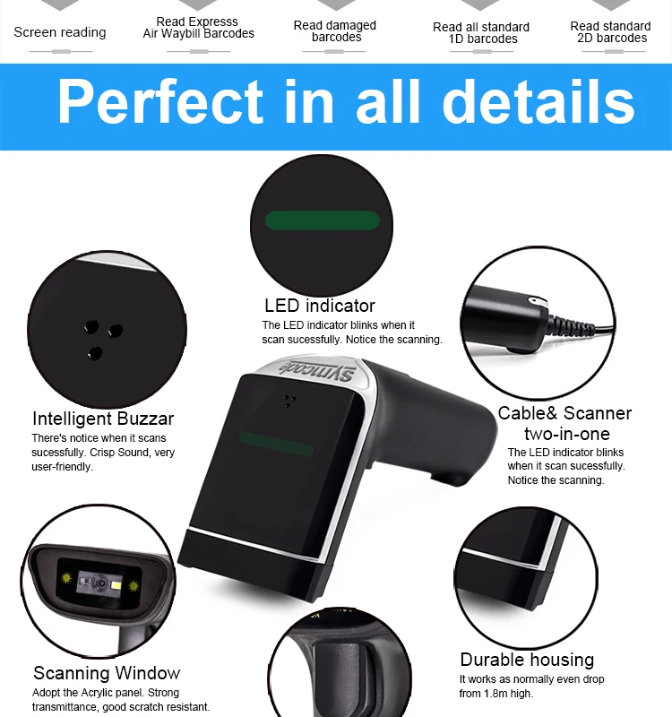 Qr Code 2d Barcode Scanner Pdf Scanner Barcode Symcode Barcode Scanner With16m Memory Mj6708