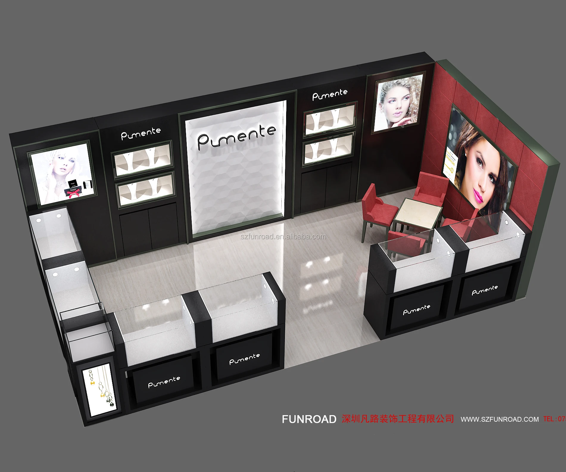 Wood jewelry display kiosk design for sale from Chinese manufacturer 