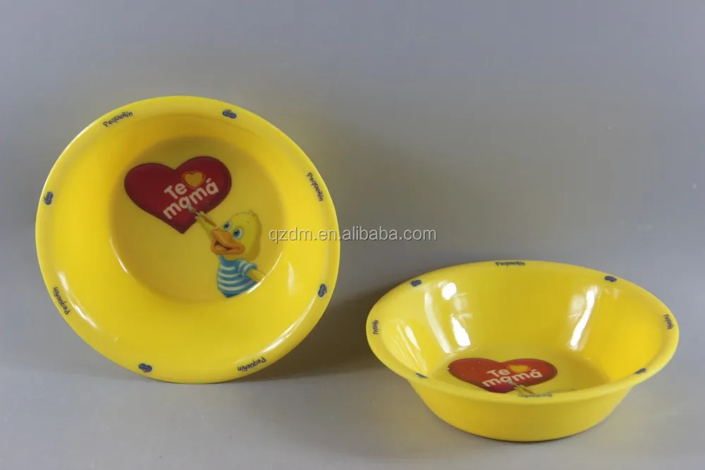 Solid Melamine Kids Dinner Bowl For Lunch With Logo Print