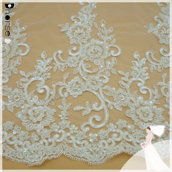 High Quality Hand Embroidery Designs Bridal Beaded Lace For Wedding