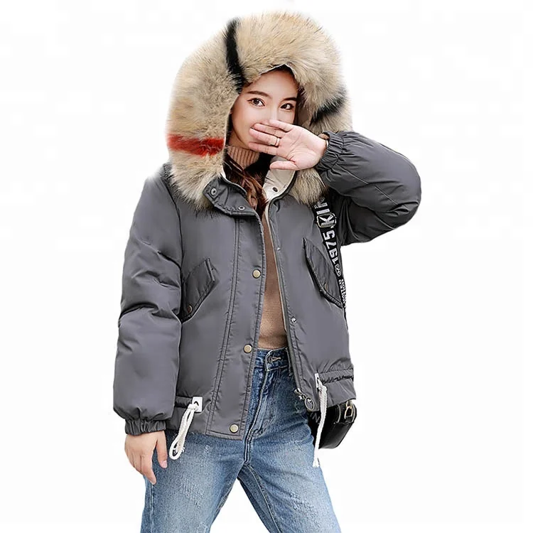 short winter coat with fur hood