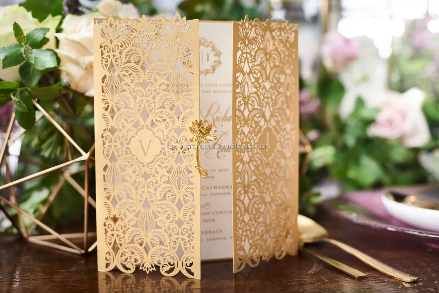 2022 Latest Design Gold Paper Laser Cut Wedding Invitation Card Buy
