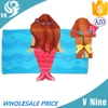 hot selling 100% cotton woven wholesale kid mermaid poncho towel