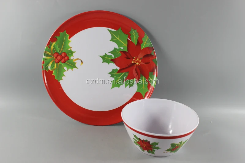 Melamine plate and bow set for Christmas