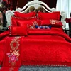 Luxury Jacquard 4 pcs bedding embroidered cotton handloom bedsheets single christmas bed sheets