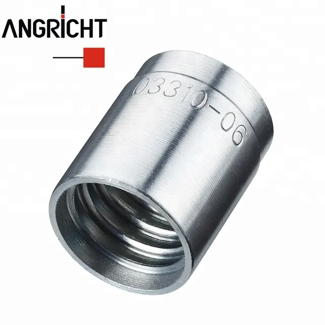 1//2 R1AT STEEL RE-USABLE SOCKET FERRULE FUO NON-SKIVE HYDRAULIC HOSE 1 WIRE