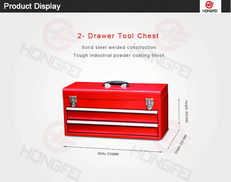 Hongfei Selling Popular Red Car Drawer Cheap Metal Tool Boxes With 2