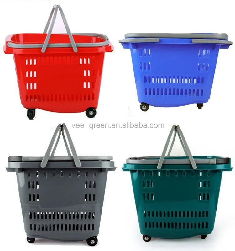 Household Plastic Rolling Basket Cart / Rolling Trolley For Sale Buy