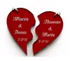 OEM laser cutting Acrylic Puzzle Heart Keychain, Plastic Couples Keychain, Christmas Day Gift