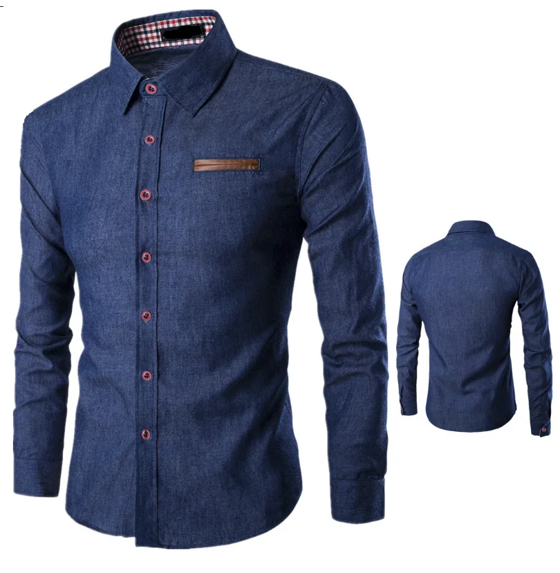 Fashion Slim Jeans Men's Shirts High Quality Casual Long Sleeve Shirt ...