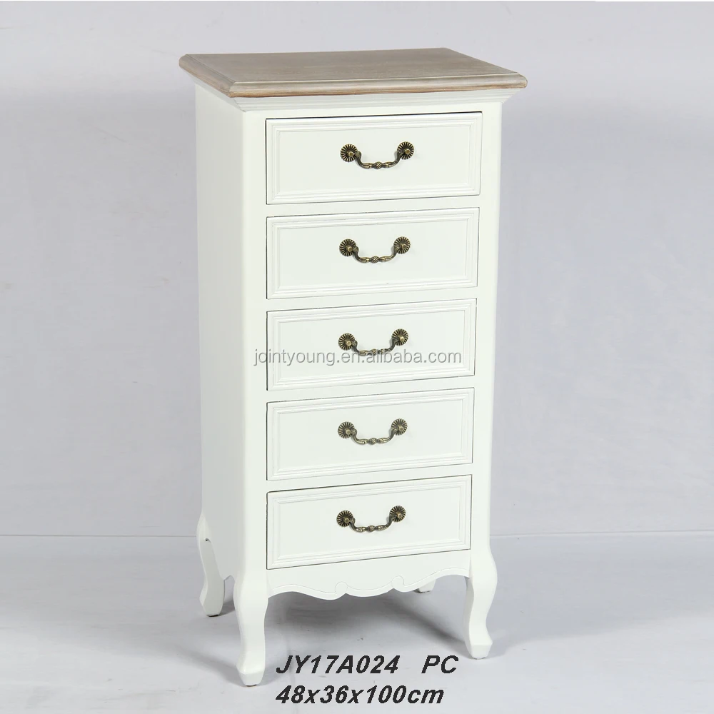 French Vintage White Tall Boy Chest Of 5 Drawers Buy Chest Of