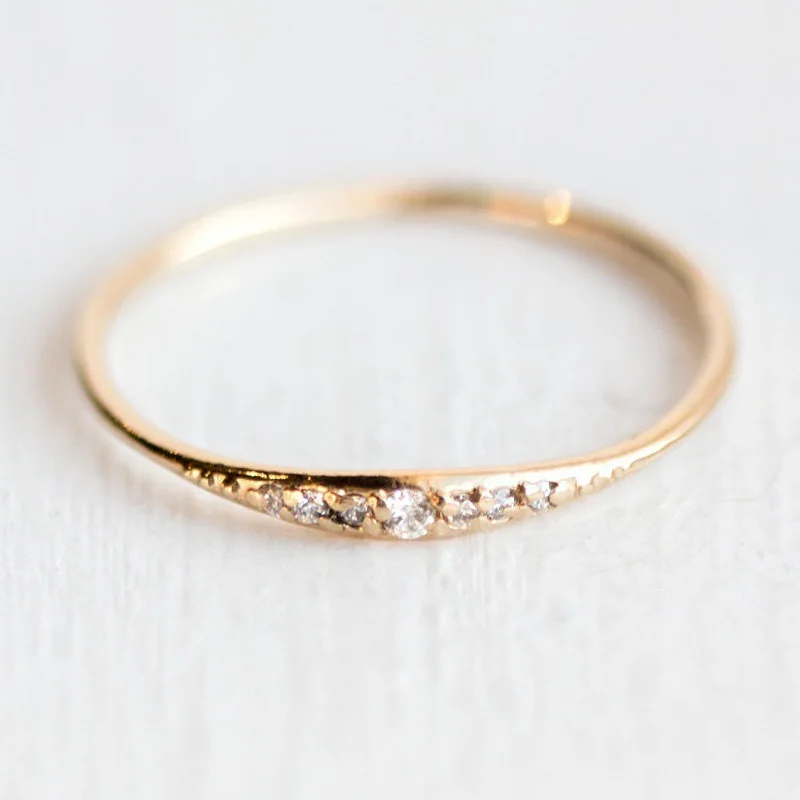 14k Tiny Diamond Simple Gold Ring – VicStone.NYC