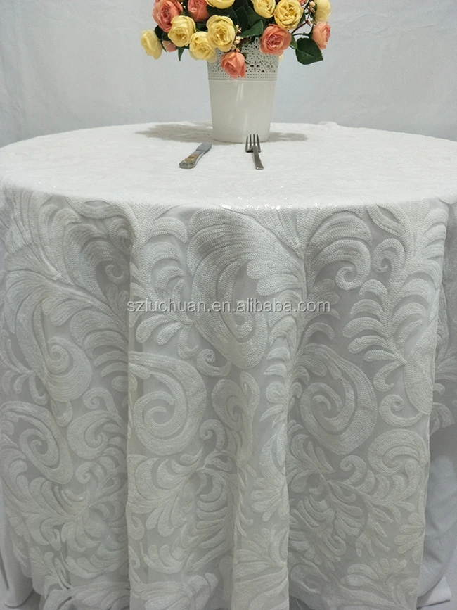 Latest White Shiny Sequin Luxury Table Linens For Weddings Buy Luxury