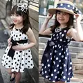 summer baby girl dresses Chiffon Flower Children girls Clothing Polka Dot wave point Sundress Dress kids