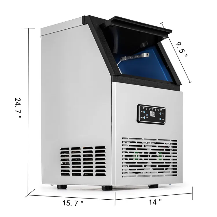 Commercial Ice Maker 160W Stainless Steel Ice Cube Maker Machine 88LBs Ice Making Machine for Home Supermarkets Cafes Bars
