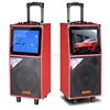 Trolley portable battery powered speaker with high power 14 inch LCD screen,USB,SD ,FM Radio